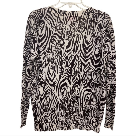 LILLY PULITZER Eleni Sweater Brown/White Zebra Print Pocket Size Small INV - Picture 3 of 7